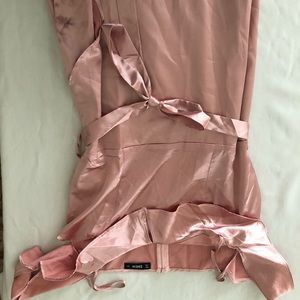 Shein cold shoulder pink wrap dress (Satin)